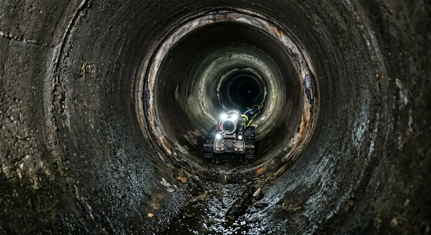 Robotic sewer camera inspecting pipe interior for Drain Snake Service in Radford